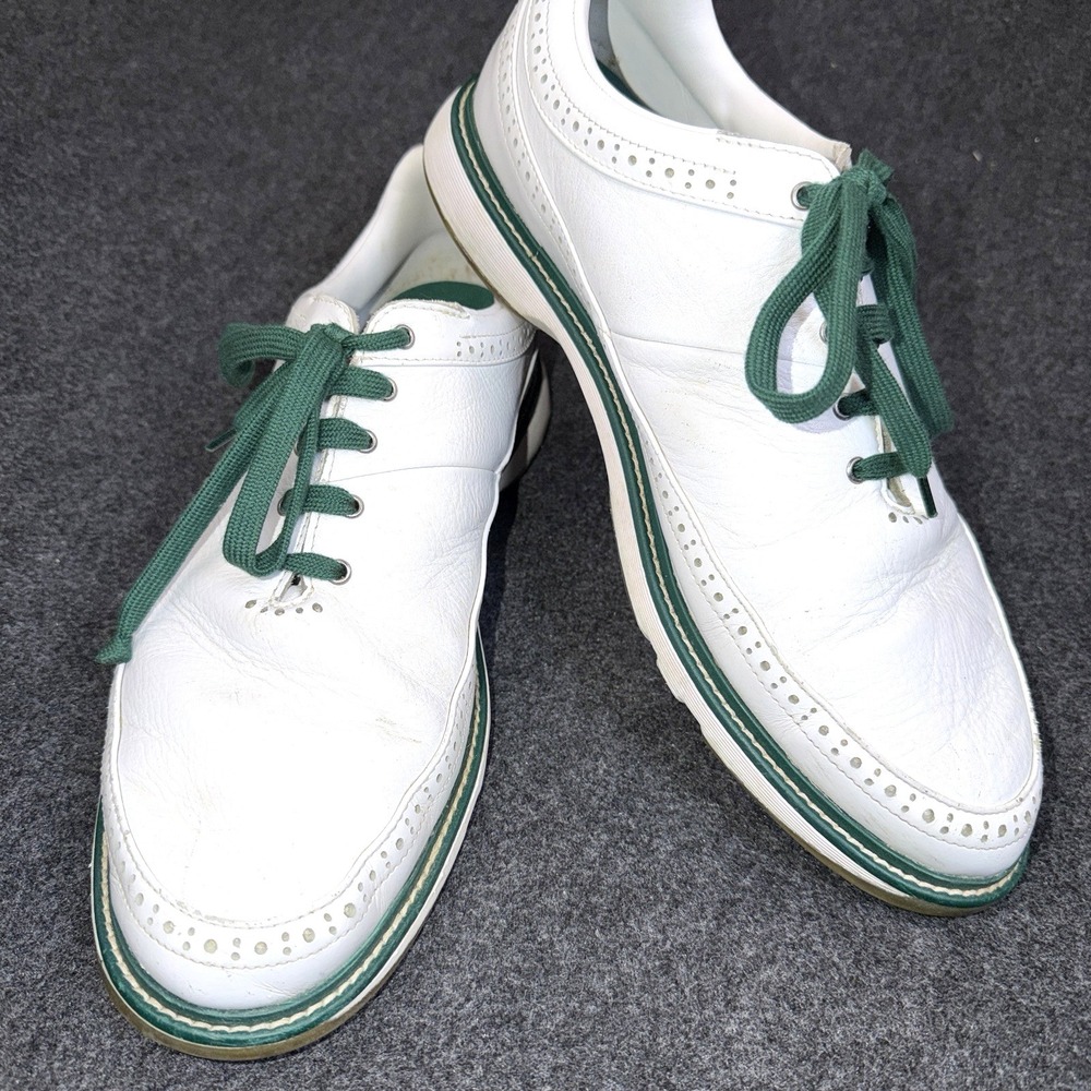 Adidas Boost Golf Shoes Mens 13 White Green Leather Spikeless EVN 791001